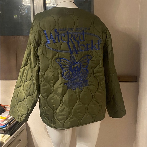 Obey Olive Green Quilted Puffer Jacket L - Picture 2 of 11